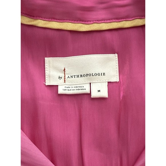 by Anthropologie Women's M Pink Iridescent Button Up Long Sleeve Top Silky Soft - Picture 3 of 7
